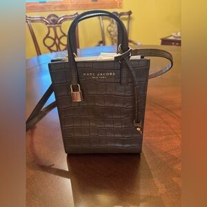 Marc Jacobs Black Croc-Embossed Mini Tote